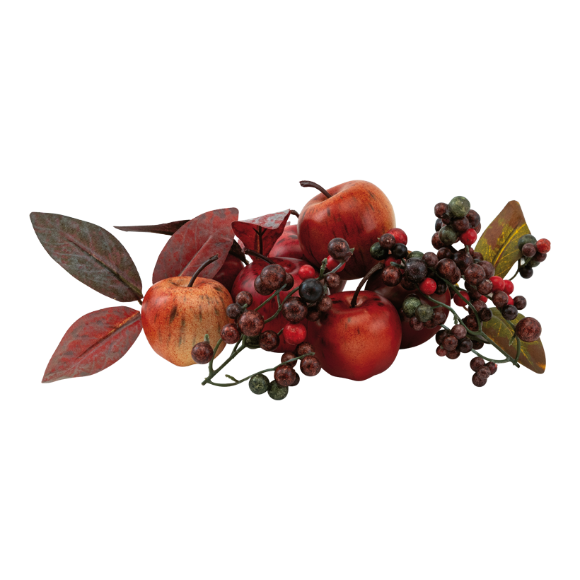 Autumn decoration in box, 175g out of plastic/styrofoam/natural material, apples, pine cones, berries, leaves